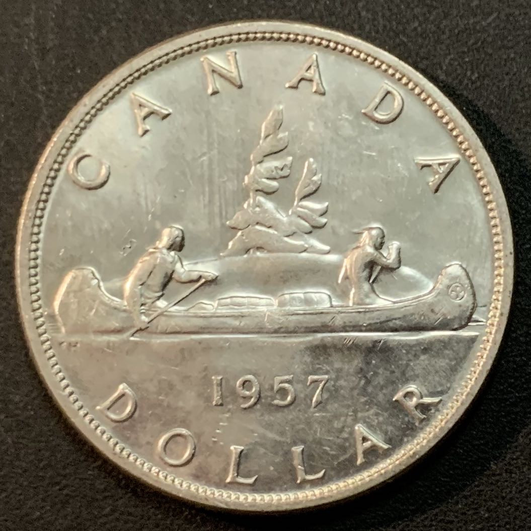 紫瑗钱币—微拍第47期  加拿大 1957年 伊丽莎白二世 1元 23.4克 0.8银