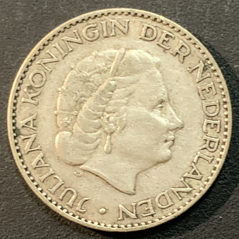 紫瑗钱币—微拍第47期  荷兰 1955年 1盾 银币 6.5克 0.72银