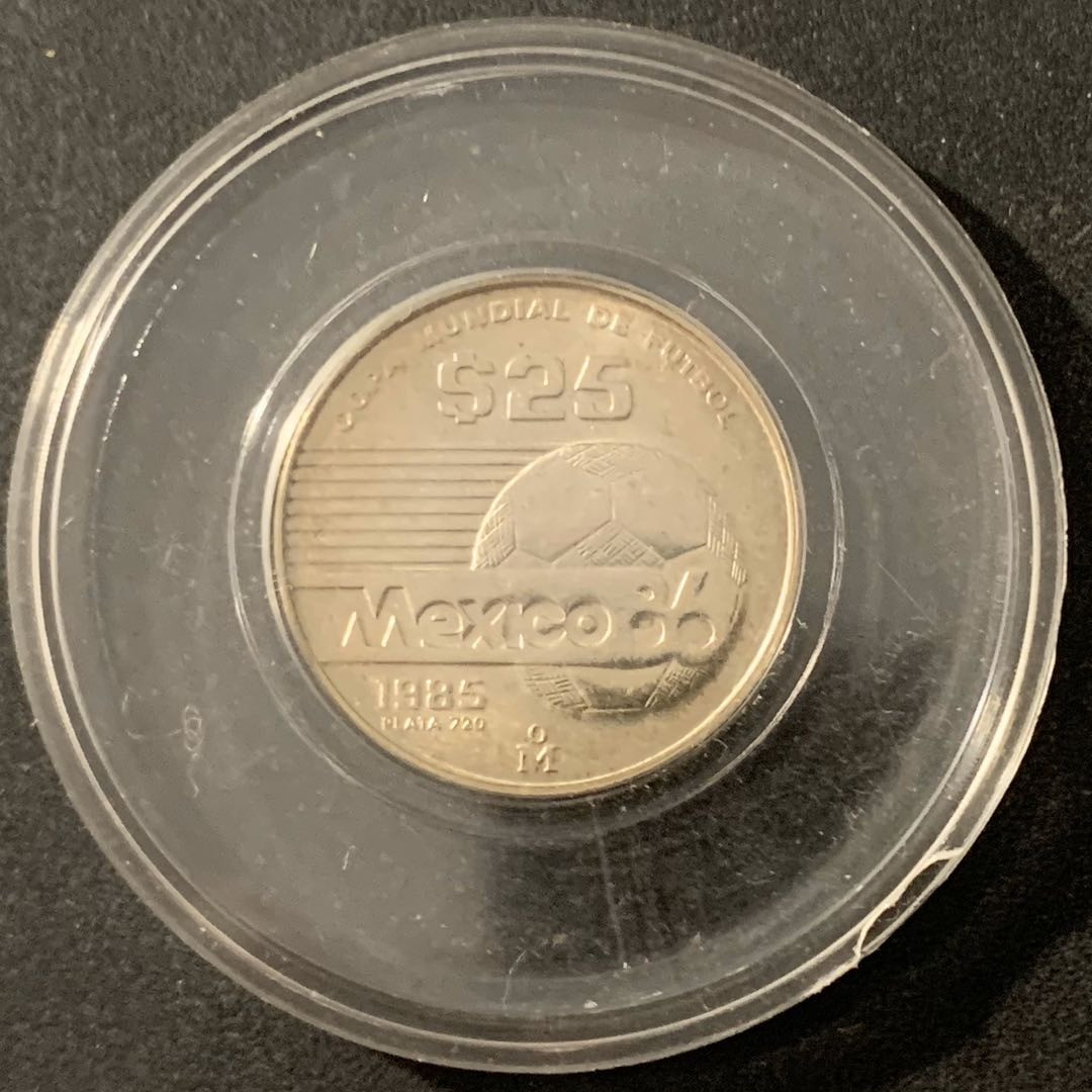 紫瑗钱币—微拍第48期  墨西哥 1985年 86墨西哥世界杯 25比索 7.77克 0.72银