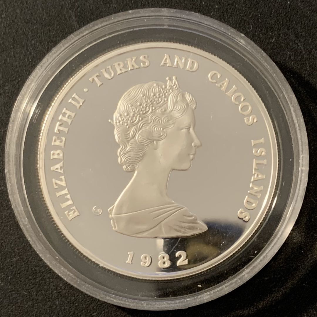 紫瑗钱币—微拍第48期  特克斯与凯恩斯  1982年 国际儿童年 10克朗 23.28克 0.925银 精制