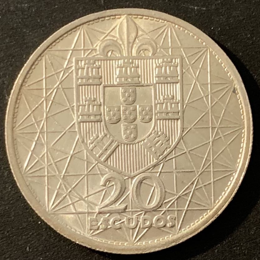 紫瑗钱币—微拍第48期  葡萄牙 1966年  里斯本大桥 20埃斯库多 10克 0.65银