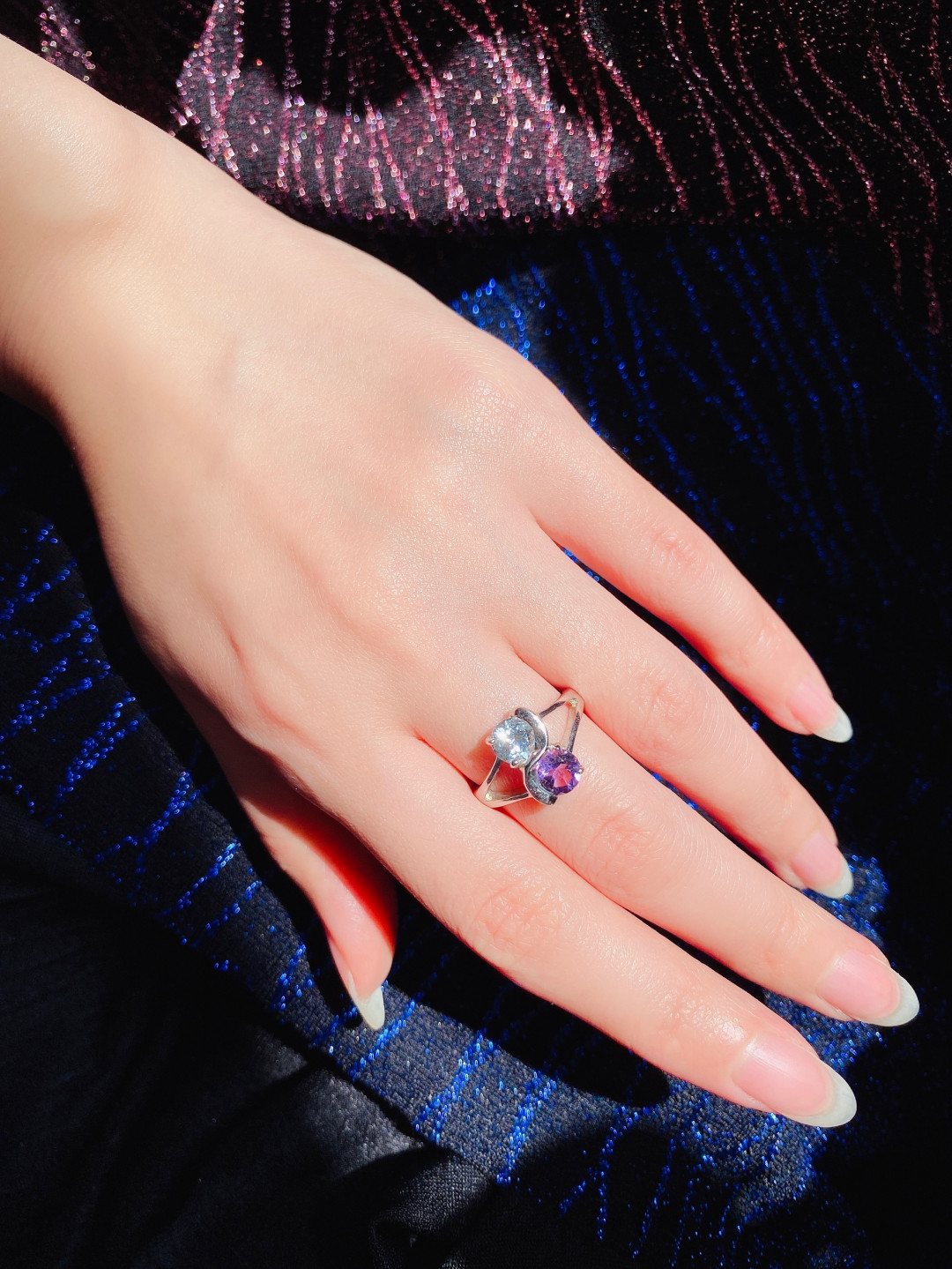 【4月11日 多种裸石、银饰】HH GEMS 4月综合拍卖特辑 925银戒指 天然紫水晶、托帕石 斯里兰卡制 手寸港码15-15.5 不改手寸