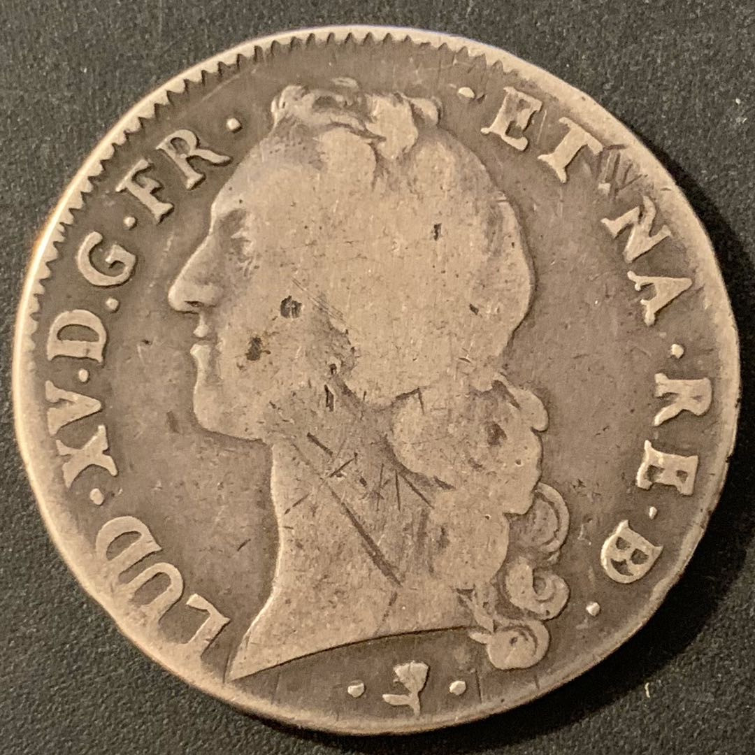 紫瑗钱币—微拍第48期  法国 1757年 路易十五 埃局 29.5克 0.917银 Dav.1331.