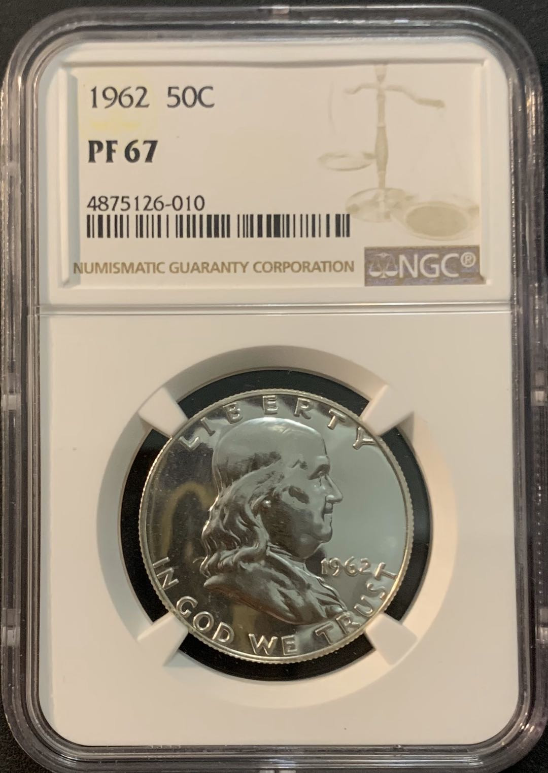 紫瑗钱币—微拍第48期  美国 1962年 富兰克林 50美分 NGC PR67 精制