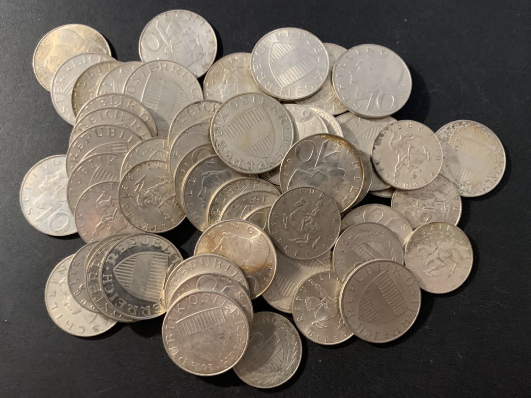 紫瑗钱币—微拍第48期  奥地利 5 10先令 混合 银币 共404克 0.64银 