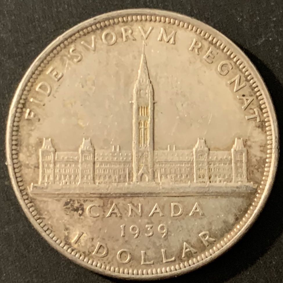紫瑗钱币—微拍第48期  加拿大 1939年  乔治六世 议会百年 1元 23.5克 0.8银