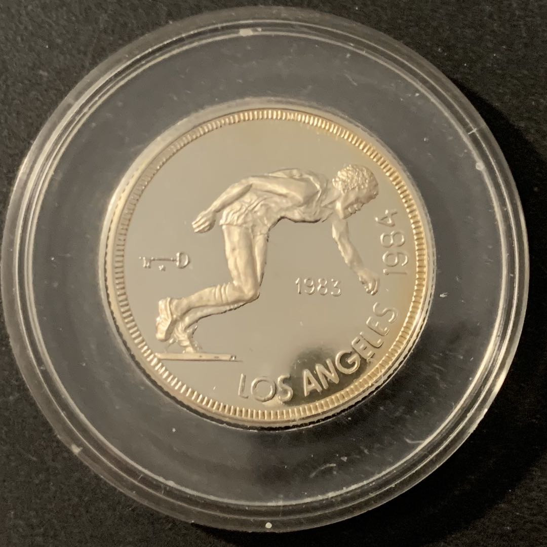 紫瑗钱币—微拍第48期  古巴 1983年 洛杉矶奥运会 短跑 5比索 12克 0.999银 精制