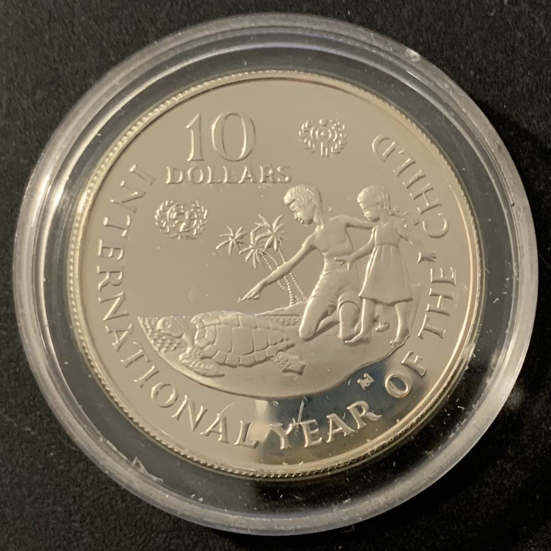 紫瑗钱币—微拍第48期  开曼群岛 1982年 国际儿童年 10元 27.9克 0.925银 精制