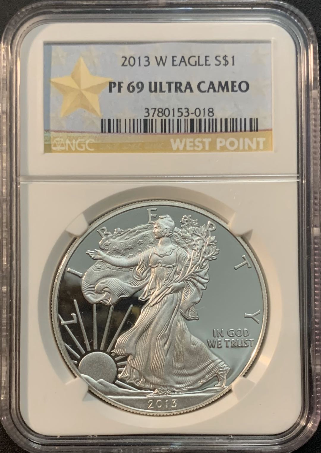 紫瑗钱币—微拍第48期  美国 2013年 W版 行走投资银币 1美元 NGC PR69 UC 造币厂纪念盒
