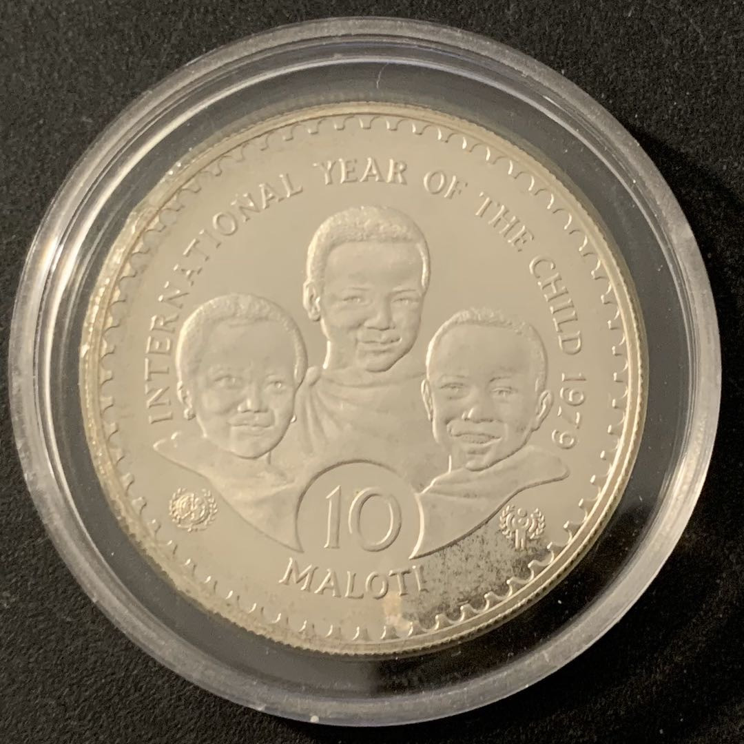 紫瑗钱币—微拍第48期  莱索托 1979年 国际儿童年 10马落蒂 33.4克 0.925银 精制
