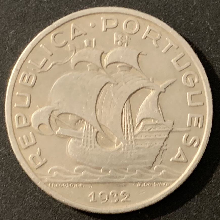 紫瑗钱币—微拍第48期  葡萄牙 1932年 海盗船 10埃斯库多 12.5克 0.835银 AU