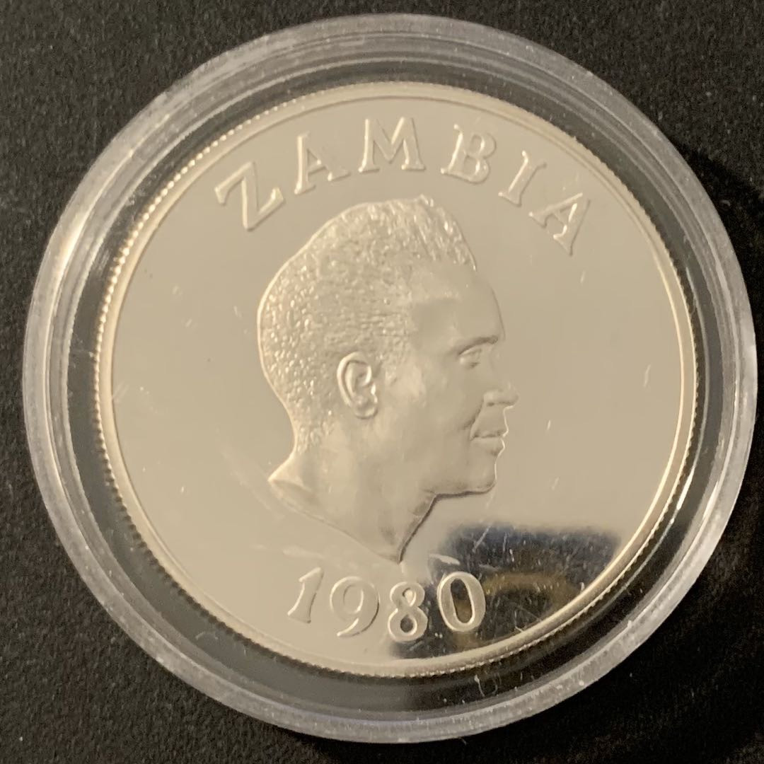 紫瑗钱币—微拍第48期  赞比亚 1980年 国际儿童年 10宽扎 27.22克 0.925银 精制