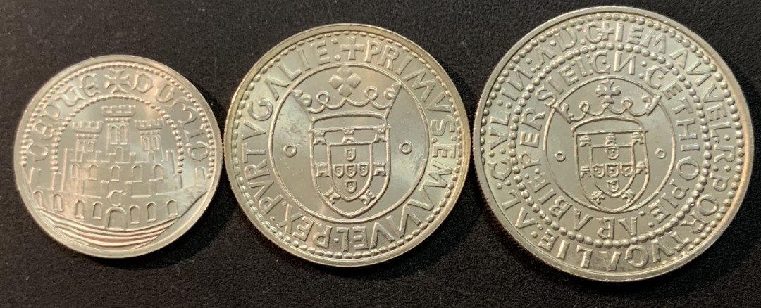 紫瑗钱币—微拍第48期  葡萄牙 1983年 17届欧洲博览会 500 750 1000埃斯库多 三枚 共40.5克 0.835银 BU