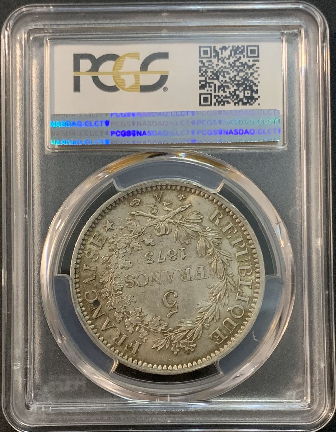 紫瑗钱币—微拍第48期  法国 1873年 A版 大力神 5法郎 PCGS MS62
