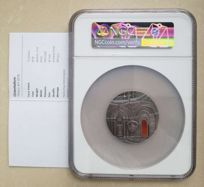 【随心拍&GetCoins】现代钱币拍卖第四十七期 帕劳2018年蒂凡尼艺术2盎司仿古镶嵌银币NGC70