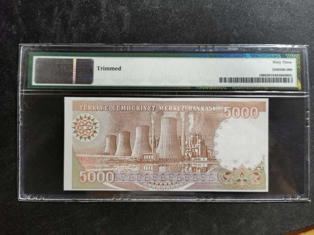 【鲸贝乐淘】千字文·第“得能莫忘”号拍卖 【土耳其🇹🇷】1970年5000里尔，PMG63分