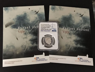 【随心拍&GetCoins】现代钱币拍卖第四十七期 卡装荷兰2019年二战市场花园空降行动精制纪念银币NGC70首期蓝标