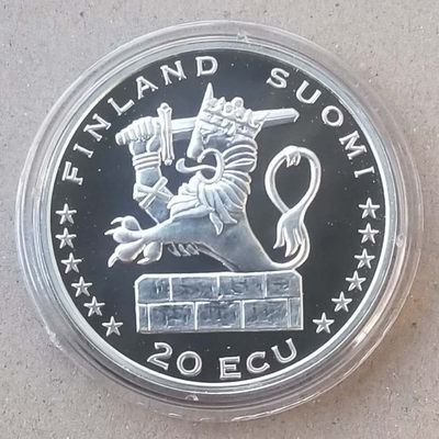 【随心拍&GetCoins】现代钱币拍卖第四十七期 芬兰1996年汉莎港口城市20ECU纪念银币