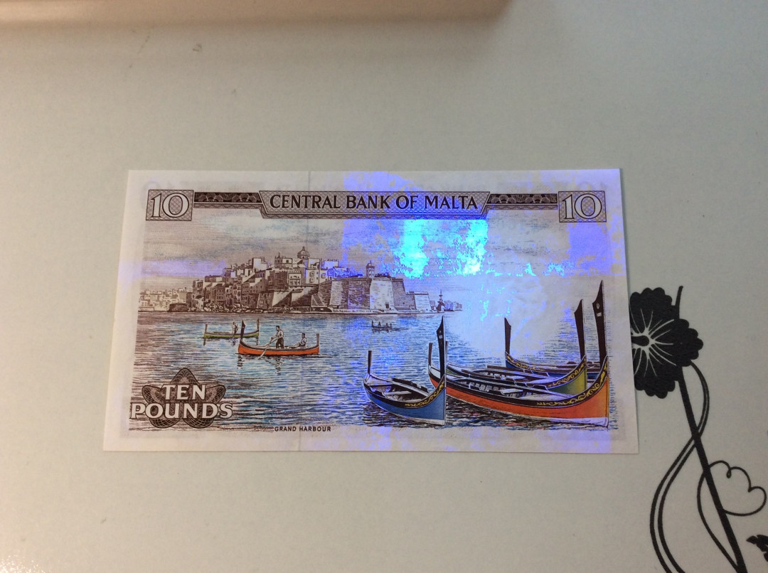 【收藏联盟】第132期拍卖——致敬女王（共60拍） 马耳他 1967年10里拉 经典彩背 UNC- 荧光反应 