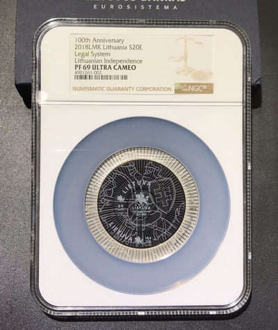 【随心拍&GetCoins】现代钱币拍卖第四十七期 获奖币2018年立陶宛建国100周年多层环形精制银币NGC69