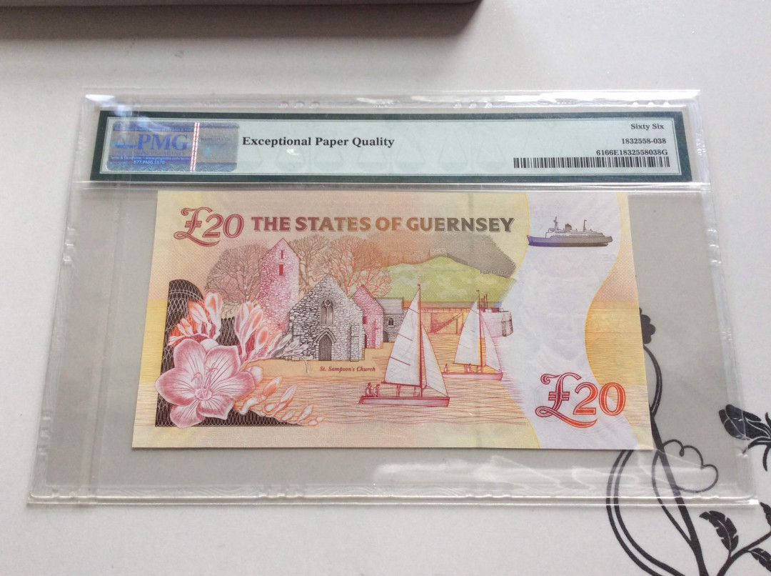 【收藏联盟】第132期拍卖——致敬女王（共60拍） 根西2012年20镑女皇登基60周年纪念钞 PMG66EPQ 