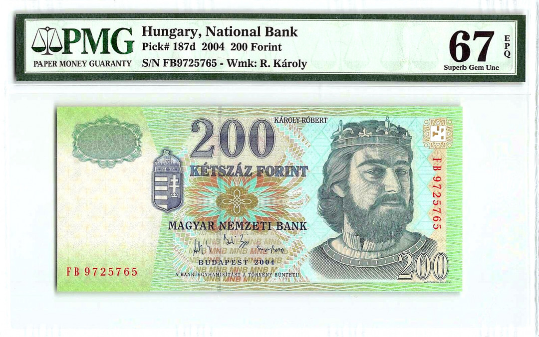 【收藏联盟】第132期拍卖——致敬女王（共60拍） 匈牙利 2004年 200福林 PMG67EPQ 高分 背面意境唯美 