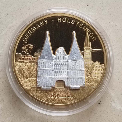 【随心拍&GetCoins】现代钱币拍卖第四十七期 库克2009年世界奇观荷尔斯泰因门立体镀金纪念币