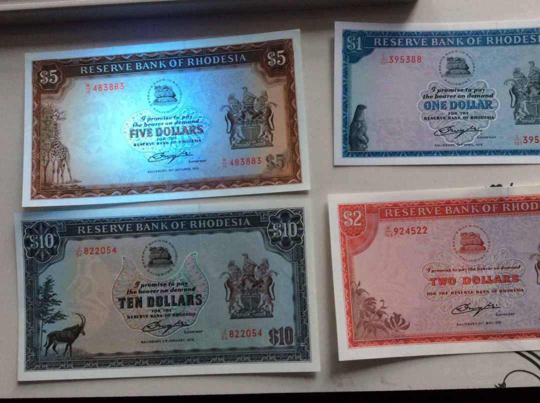 【收藏联盟】第132期拍卖——致敬女王（共60拍） 【一组4张】罗德西亚 1979年 1-10元 全套 UNC/UNC-