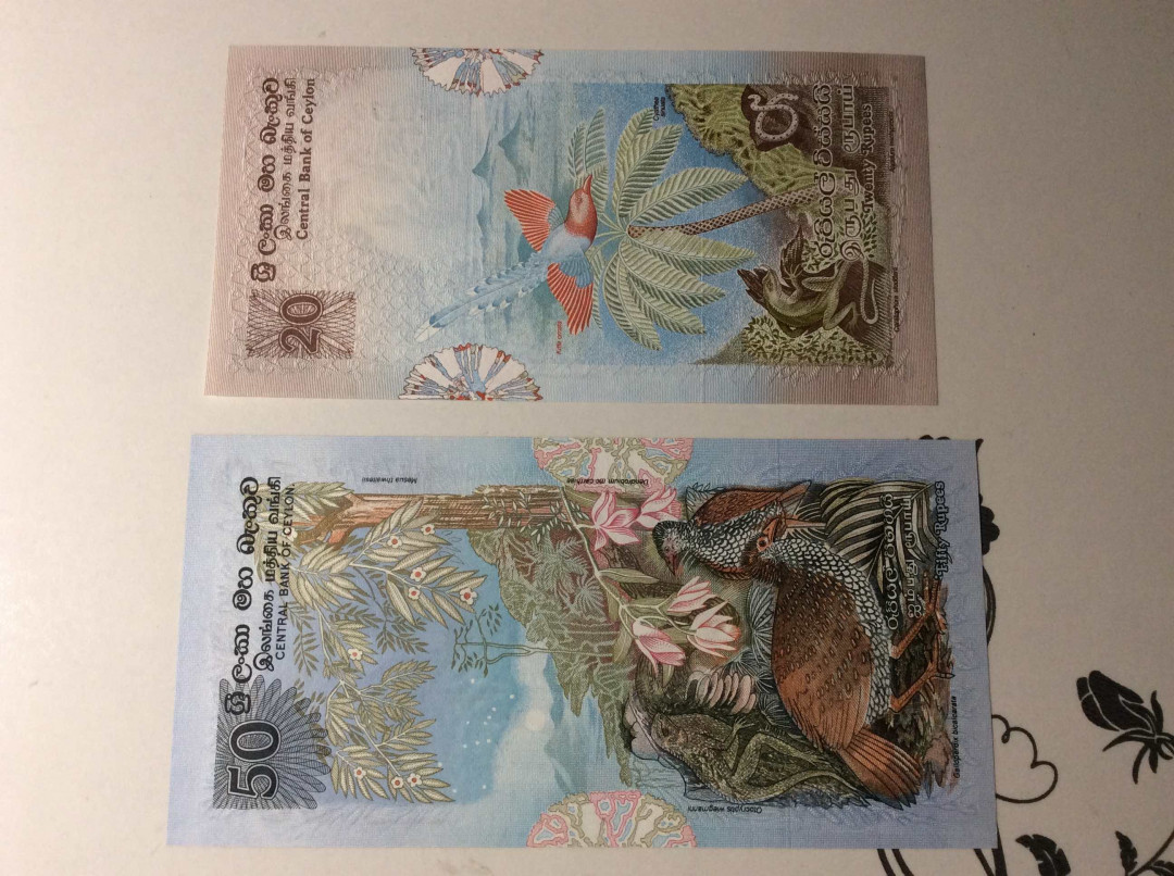 【收藏联盟】第132期拍卖——致敬女王（共60拍） 【一组6张】斯里兰卡 经典花鸟版 2-100卢比 UNC/AU/VF 品相如图
