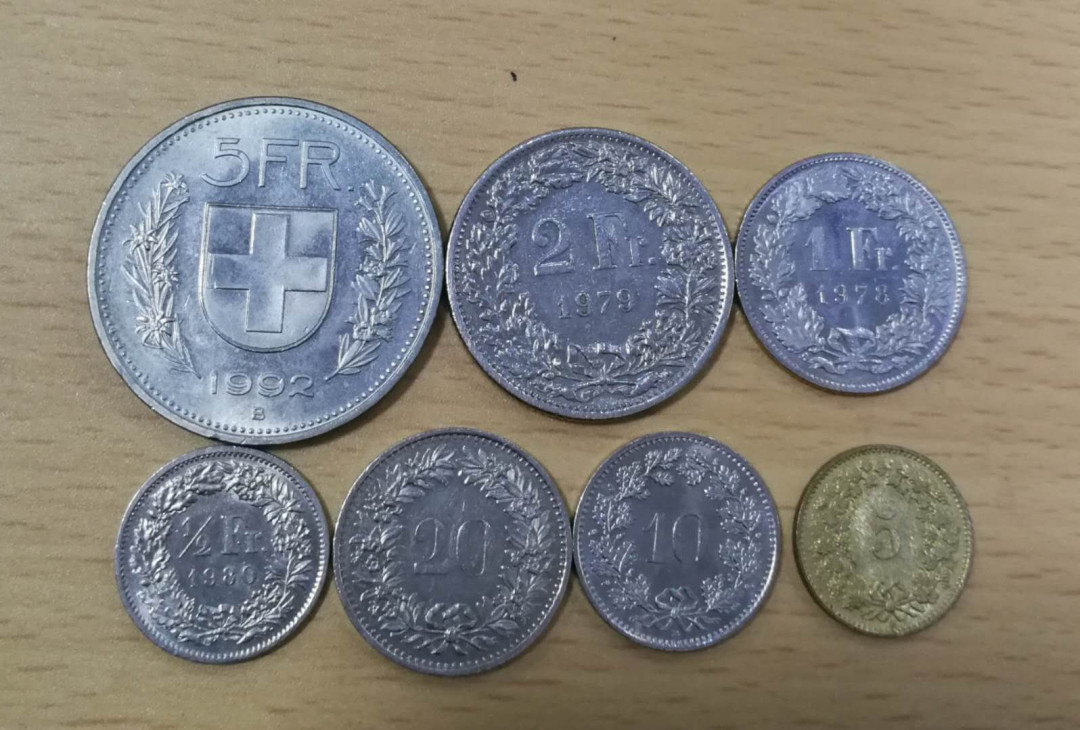 北京马甸外币专卖拍卖第三期，非贵金属硬币专场，陆续上新欢迎关注 瑞士流通币7枚/套，品相如图