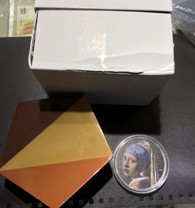 【随心拍&GetCoins】现代钱币拍卖第四十七期 - 帕劳2019年马赛克艺术3戴珍珠耳环的少女3盎司银币