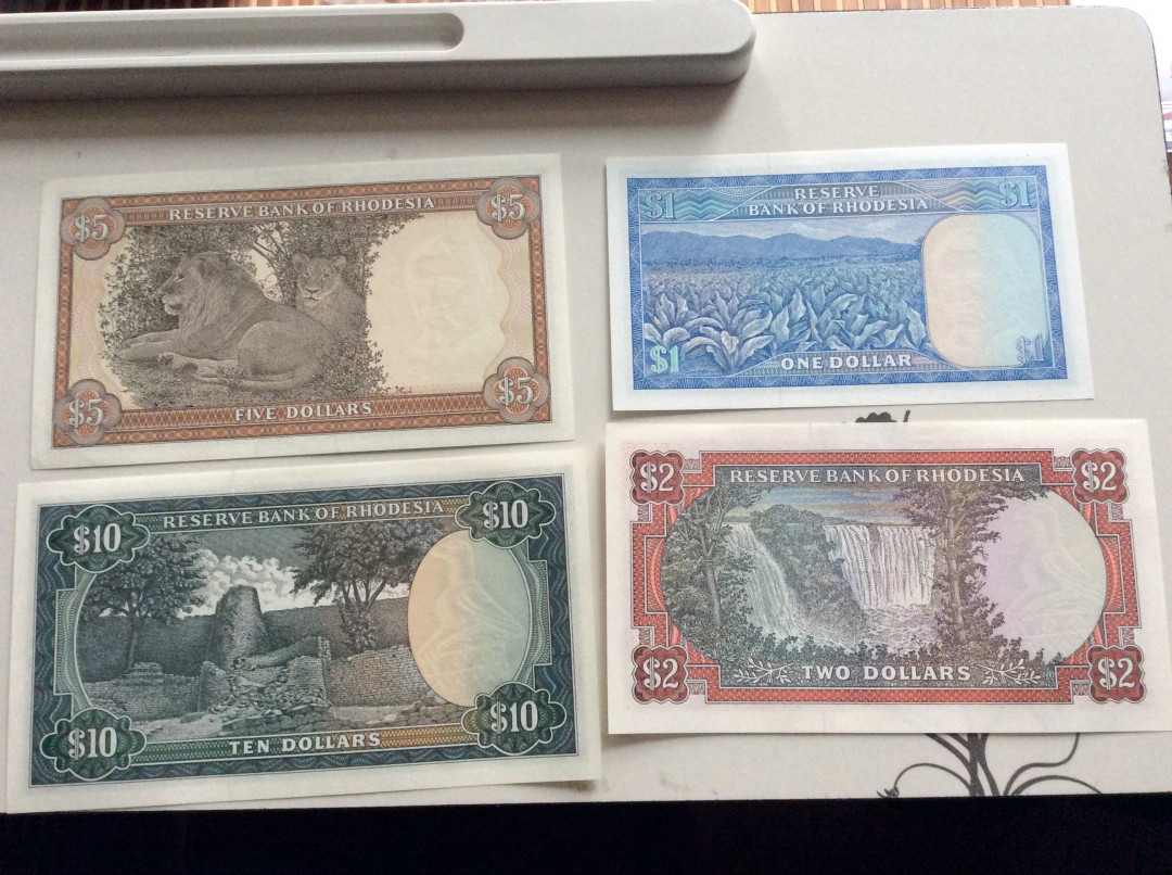 【收藏联盟】第132期拍卖——致敬女王（共60拍） 【一组4张】罗德西亚 1979年 1-10元 全套 UNC/UNC-