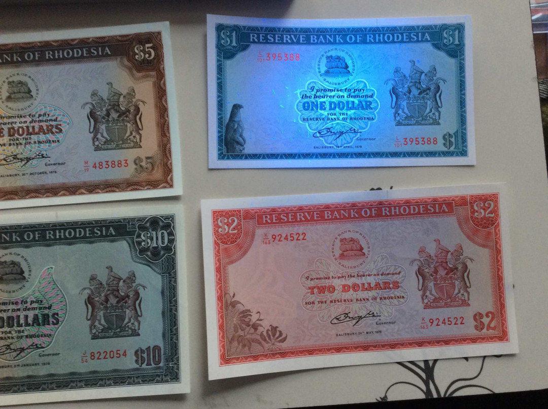 【收藏联盟】第132期拍卖——致敬女王（共60拍） 【一组4张】罗德西亚 1979年 1-10元 全套 UNC/UNC-