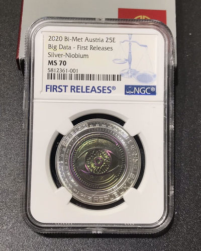 【随心拍&GetCoins】现代钱币拍卖第四十七期 奥地利2020年银铌双金属系列大数据25欧纪念银币NGC70首期蓝标