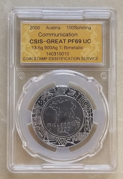 【随心拍&GetCoins】现代钱币拍卖第四十七期 奥地利2000年千禧年银钛双金属纪念币
