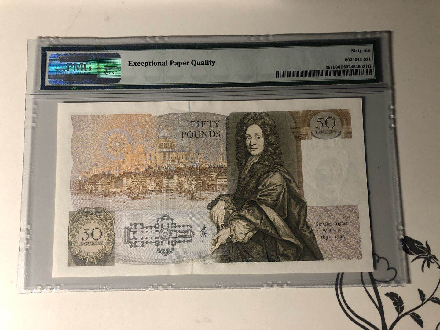 【收藏联盟】第132期拍卖——致敬女王（共60拍） 英国 1988-91年 50镑 p381b  PMG66EPQ  Gill签名