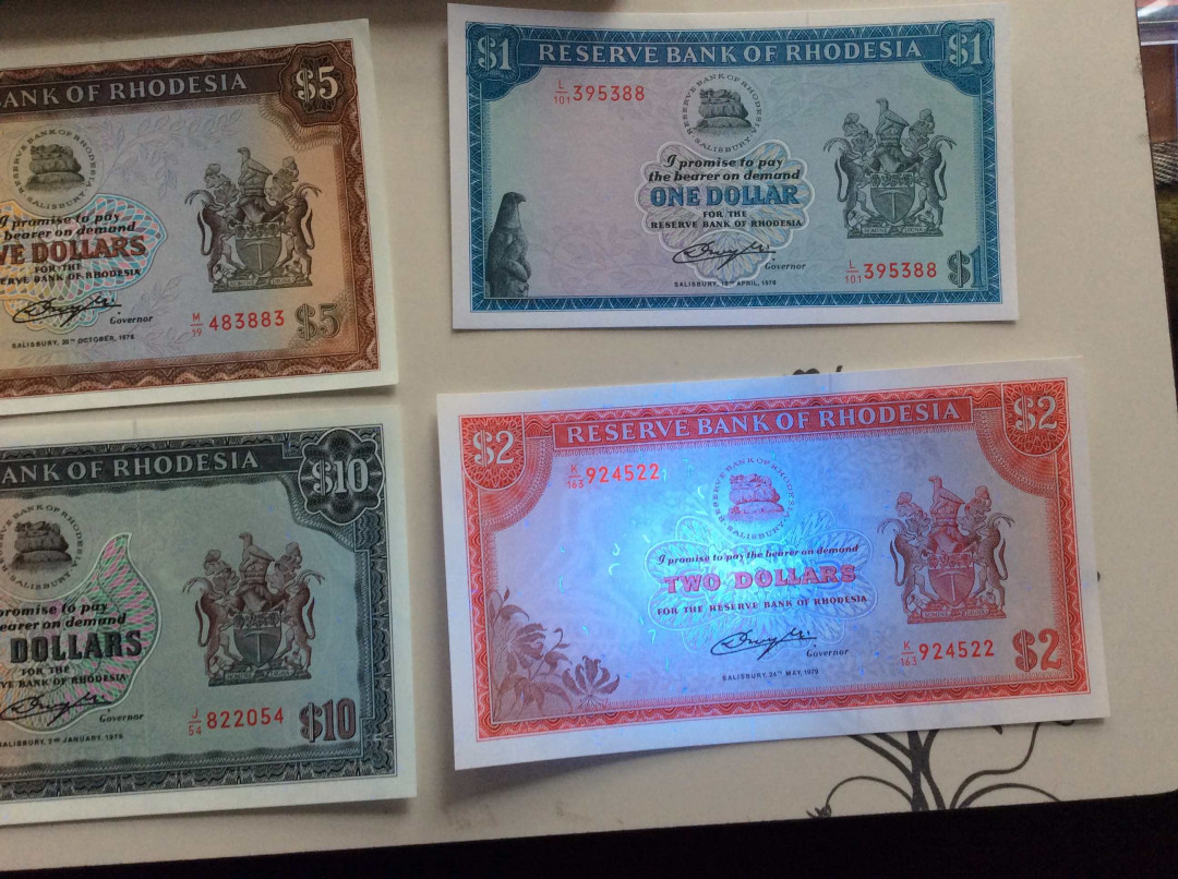 【收藏联盟】第132期拍卖——致敬女王（共60拍） 【一组4张】罗德西亚 1979年 1-10元 全套 UNC/UNC-