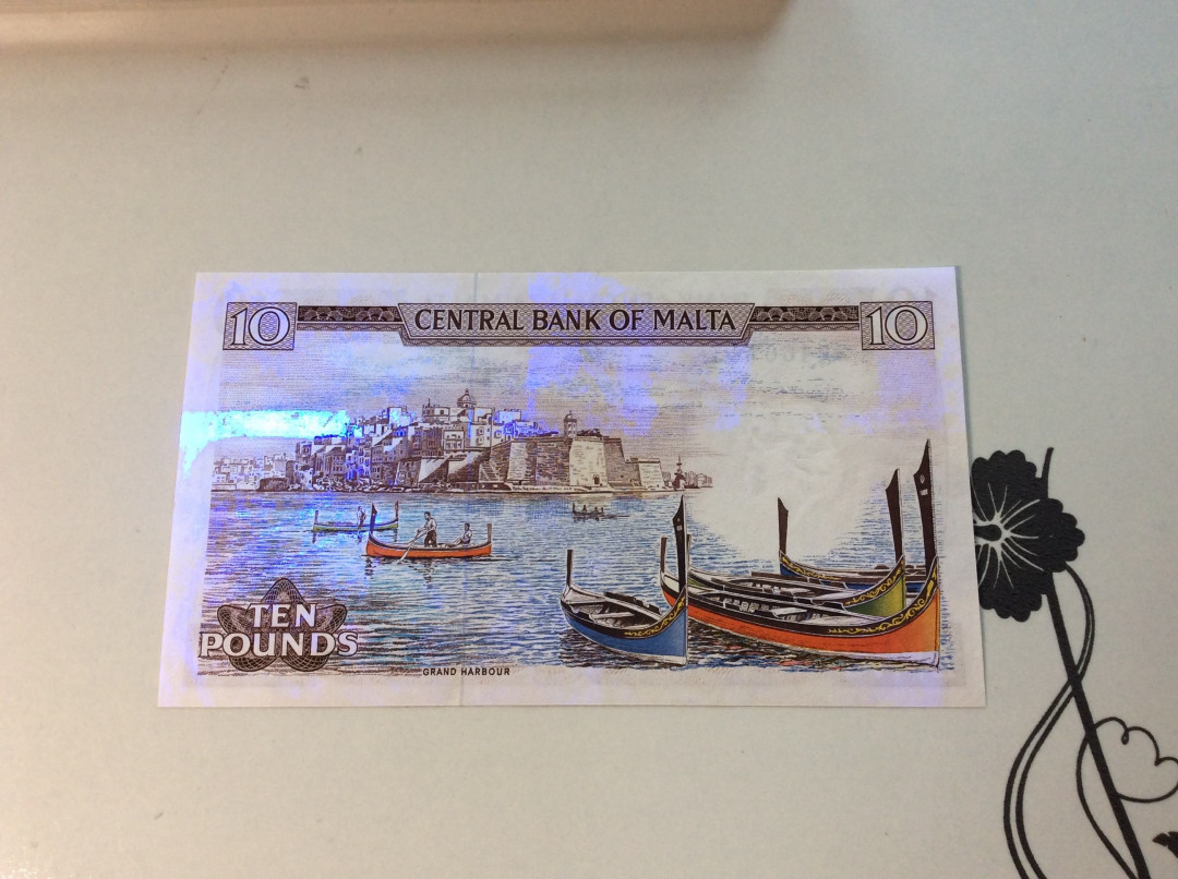 【收藏联盟】第132期拍卖——致敬女王（共60拍） 马耳他 1967年10里拉 经典彩背 UNC- 荧光反应 