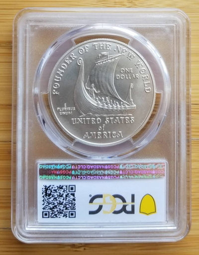 【随心拍&GetCoins】现代钱币拍卖第四十七期 克劳斯获奖币美国2000年里夫埃里克森纪念银币，少见普制版，PCGS68。