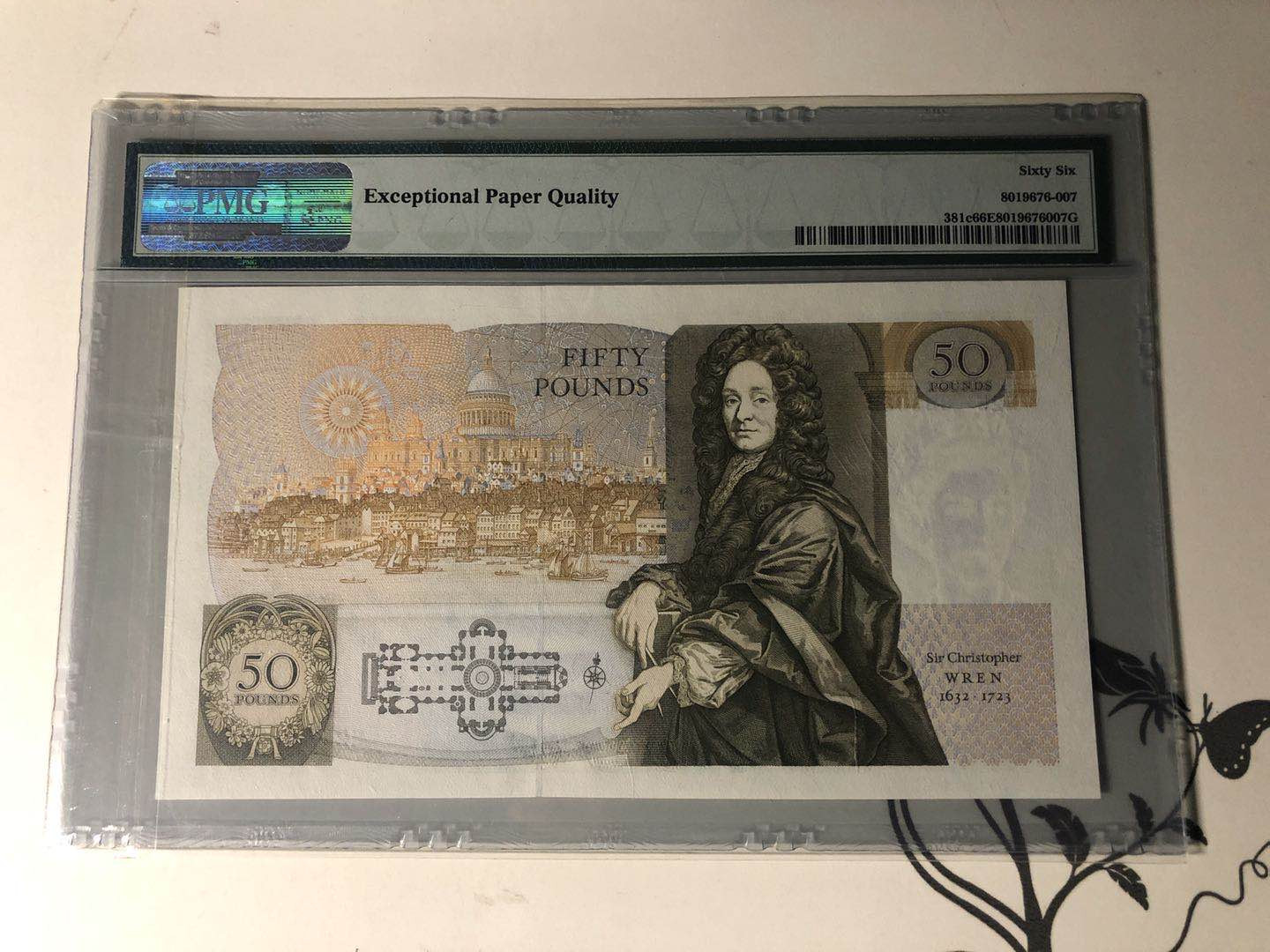 【收藏联盟】第132期拍卖——致敬女王（共60拍） 英国 1991-93年 50镑 p381c  PMG66EPQ  Kentfield签名