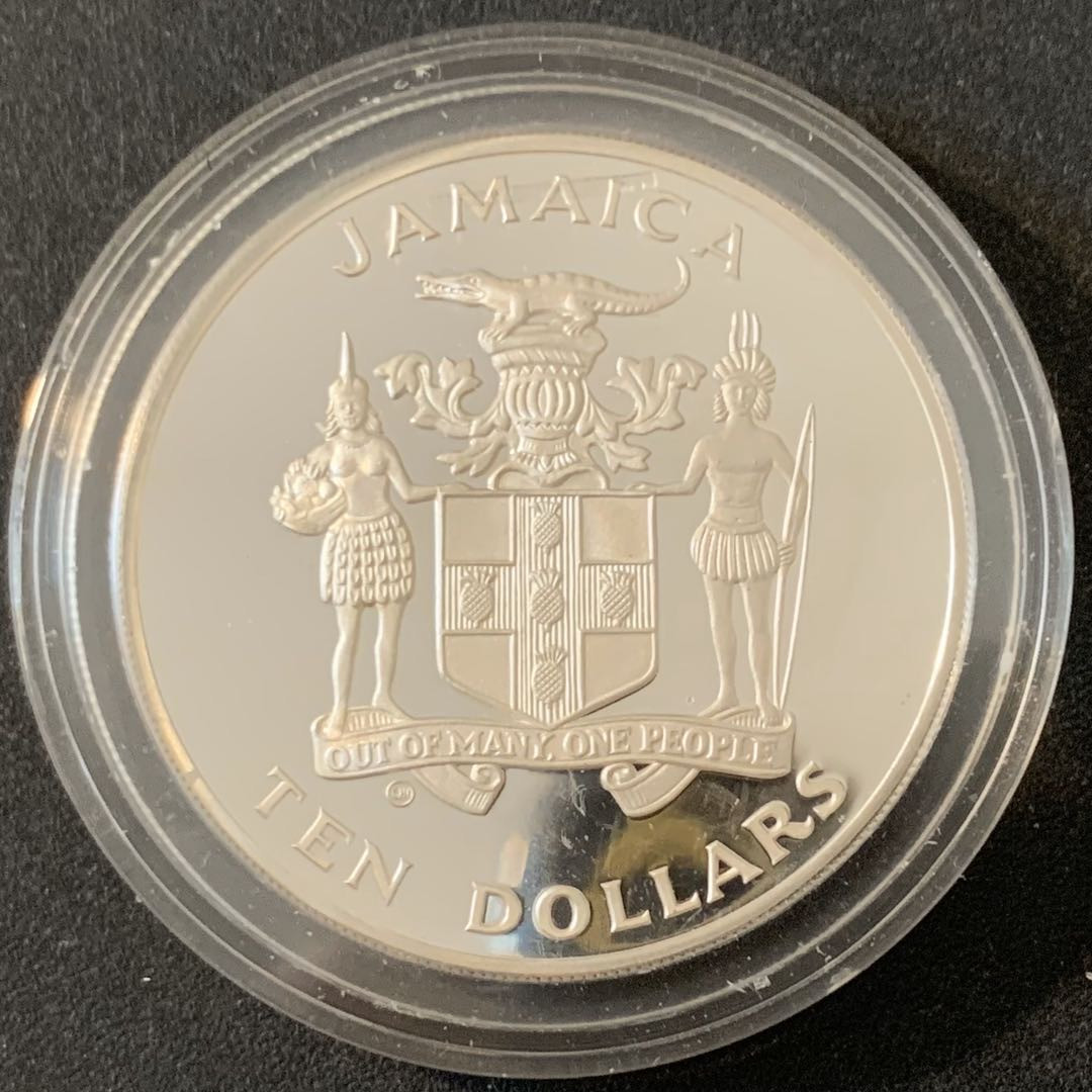 紫瑗钱币—微拍第49期  牙买加 1984年 洛杉矶奥运会 短跑 10元 22.45克 0.925银 精制