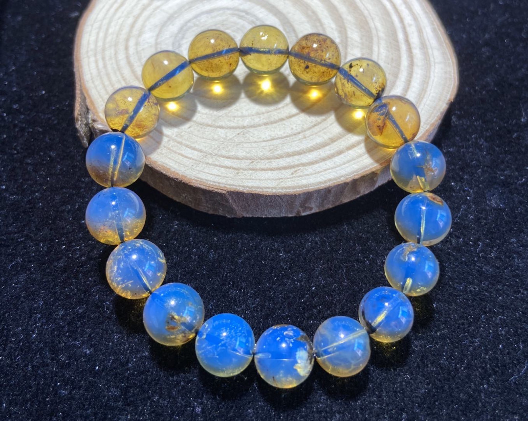 多米尼加蓝珀-缅甸琥珀 多米尼加蓝珀手串