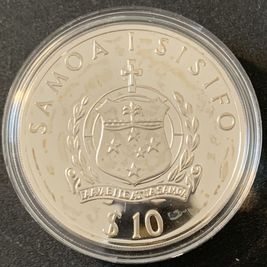 紫瑗钱币—微拍第49期  萨摩亚 1993年 96亚特兰大奥运会 鞍马 10元 31.47克 0.925银 精制