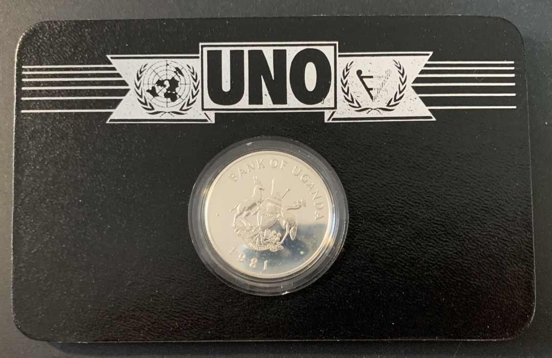紫瑗钱币—微拍第49期  乌干达 1982年 国际残疾人年  200先令 28.28克 0.925银 精制 德国原装卡