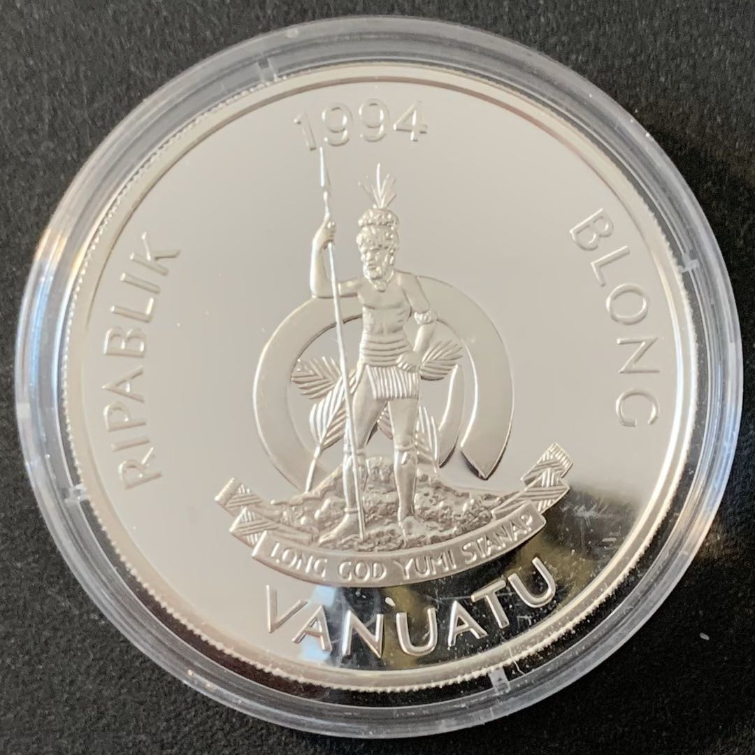 紫瑗钱币—微拍第49期  瓦努阿图 1994年 96亚特兰大奥运会 体操 50瓦图 31.47克 0.925银 精制