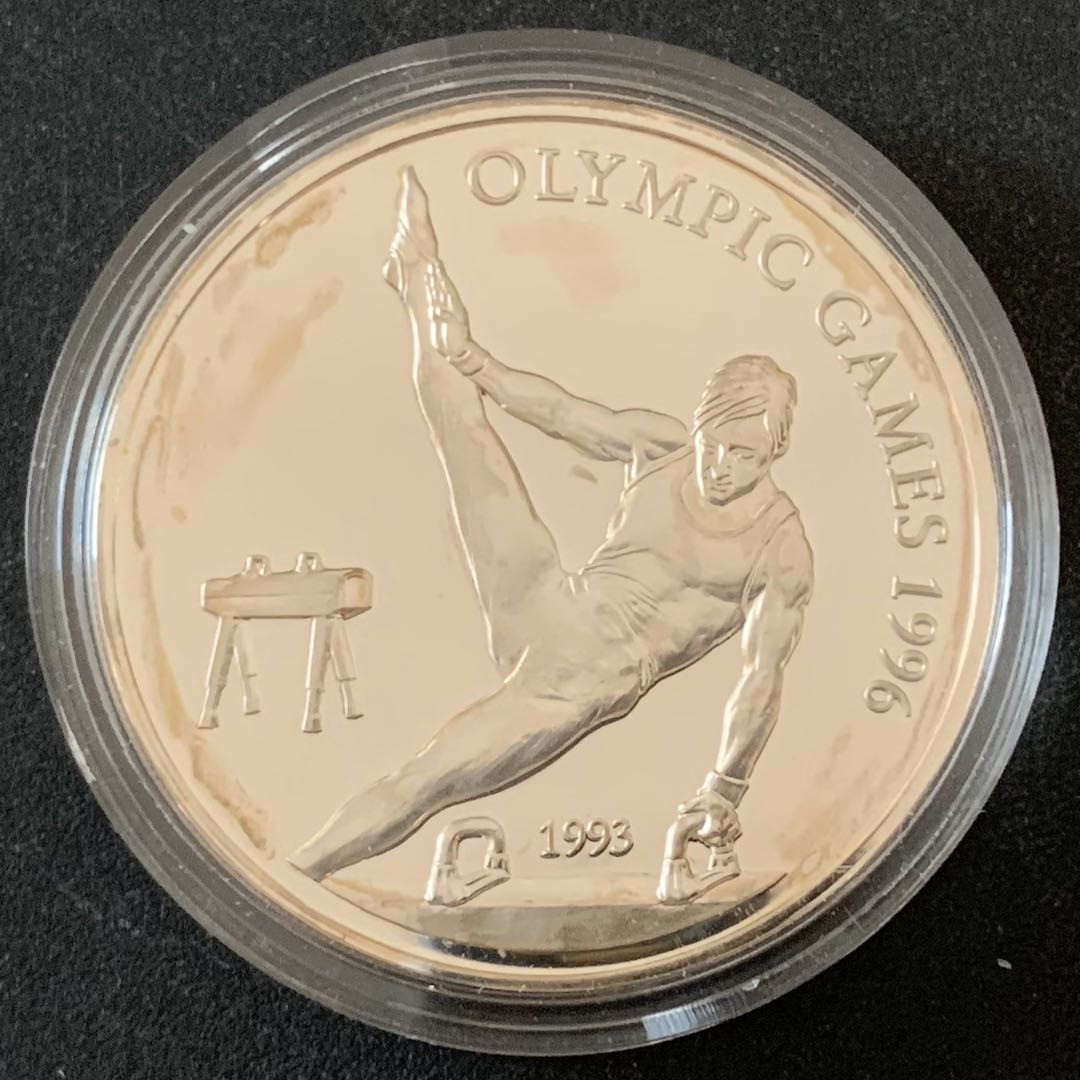 紫瑗钱币—微拍第49期  萨摩亚 1993年 96亚特兰大奥运会 鞍马 10元 31.47克 0.925银 精制