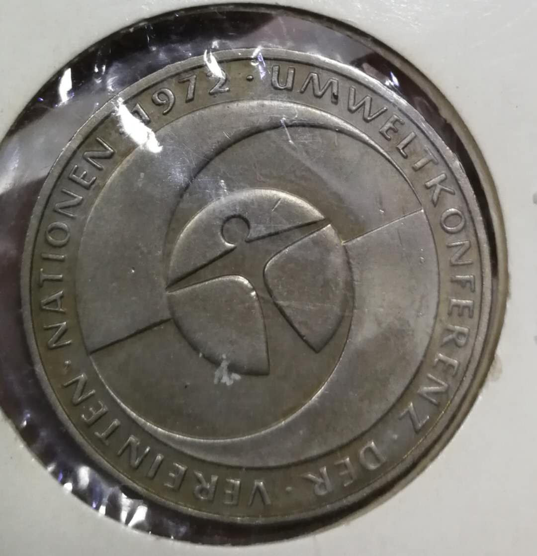 北京马甸外币专卖拍卖第三期，非贵金属硬币专场，陆续上新欢迎关注 1972年世界首次环保大会5马克纪念币，品相如图