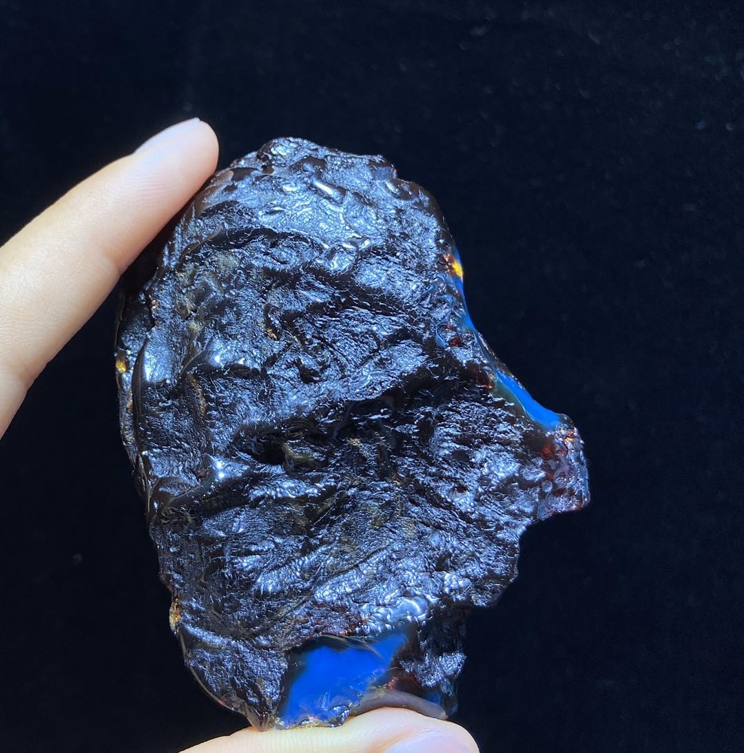 多米尼加蓝珀-缅甸琥珀 多米尼加蓝珀红皮料