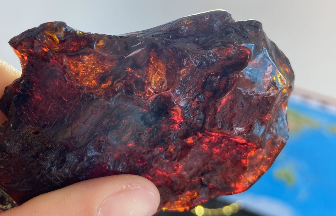 多米尼加蓝珀-缅甸琥珀 多米尼加蓝珀红皮料