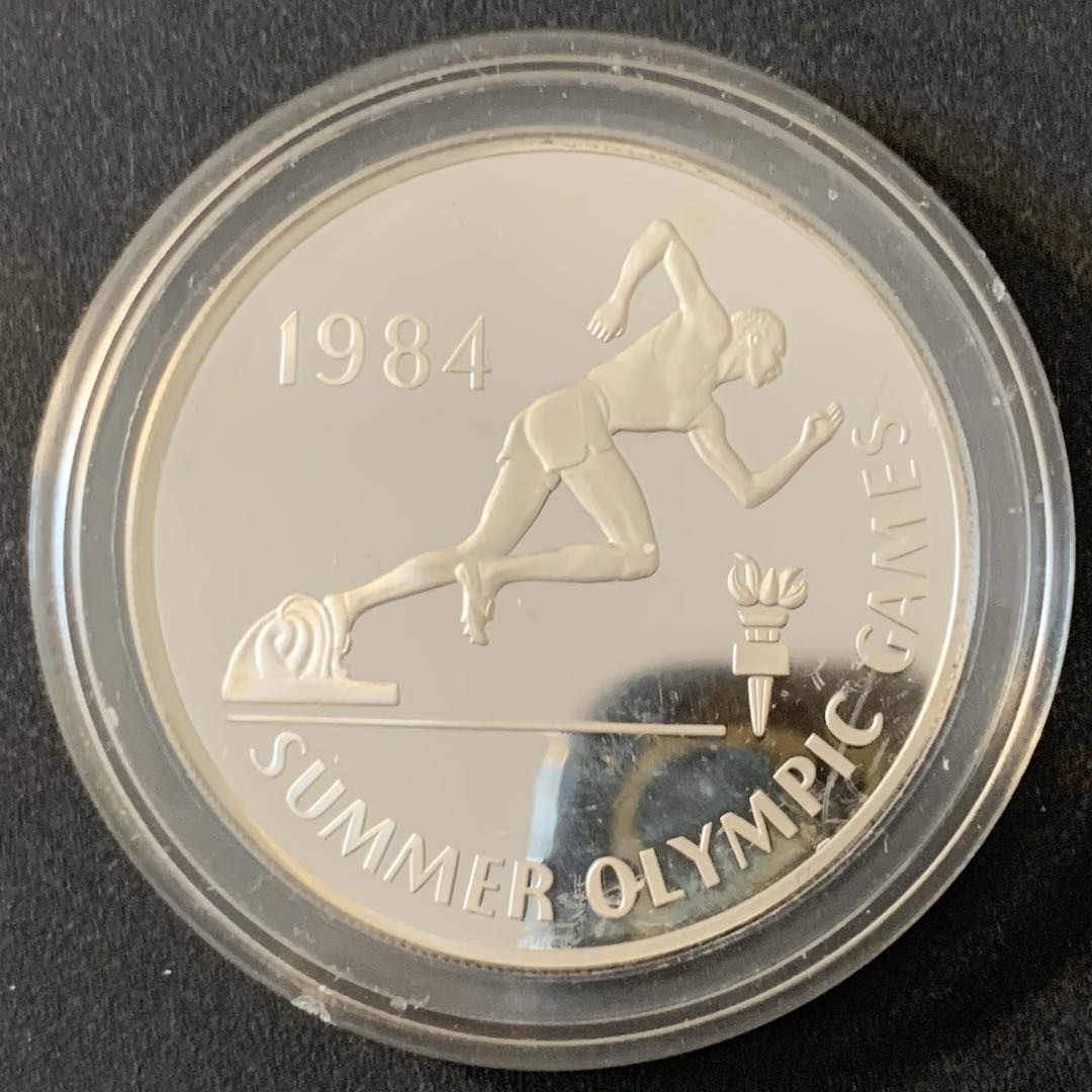 紫瑗钱币—微拍第49期  牙买加 1984年 洛杉矶奥运会 短跑 10元 22.45克 0.925银 精制